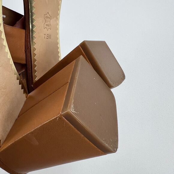 Tory Burch Delaney Embellished Sandal Camel Brown Tortoise Crystal Size 7.5M - Picture 8 of 11